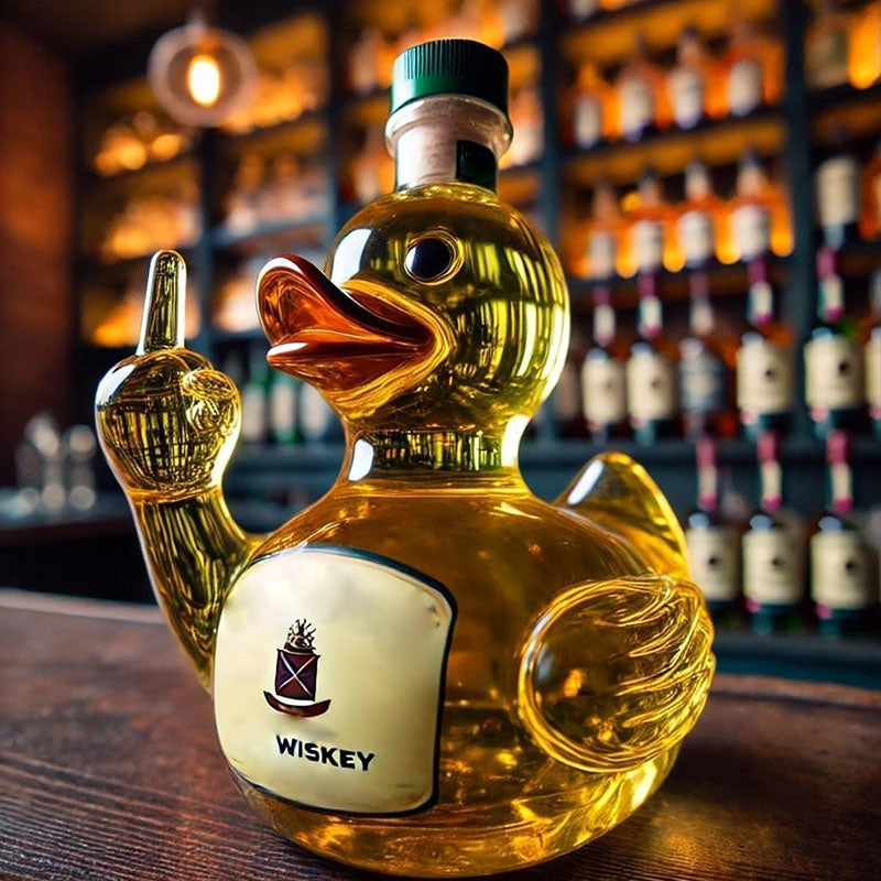 OutinBrew™ Middle Finger Duck Whiskey Bottle Funny Bar Decoration