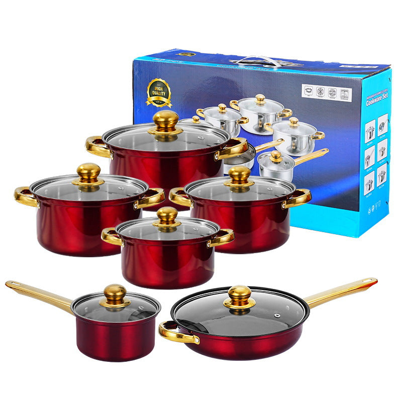 OutinBrew™ 12-Piece Non-Stick Stainless-Steel Soup Pot Set