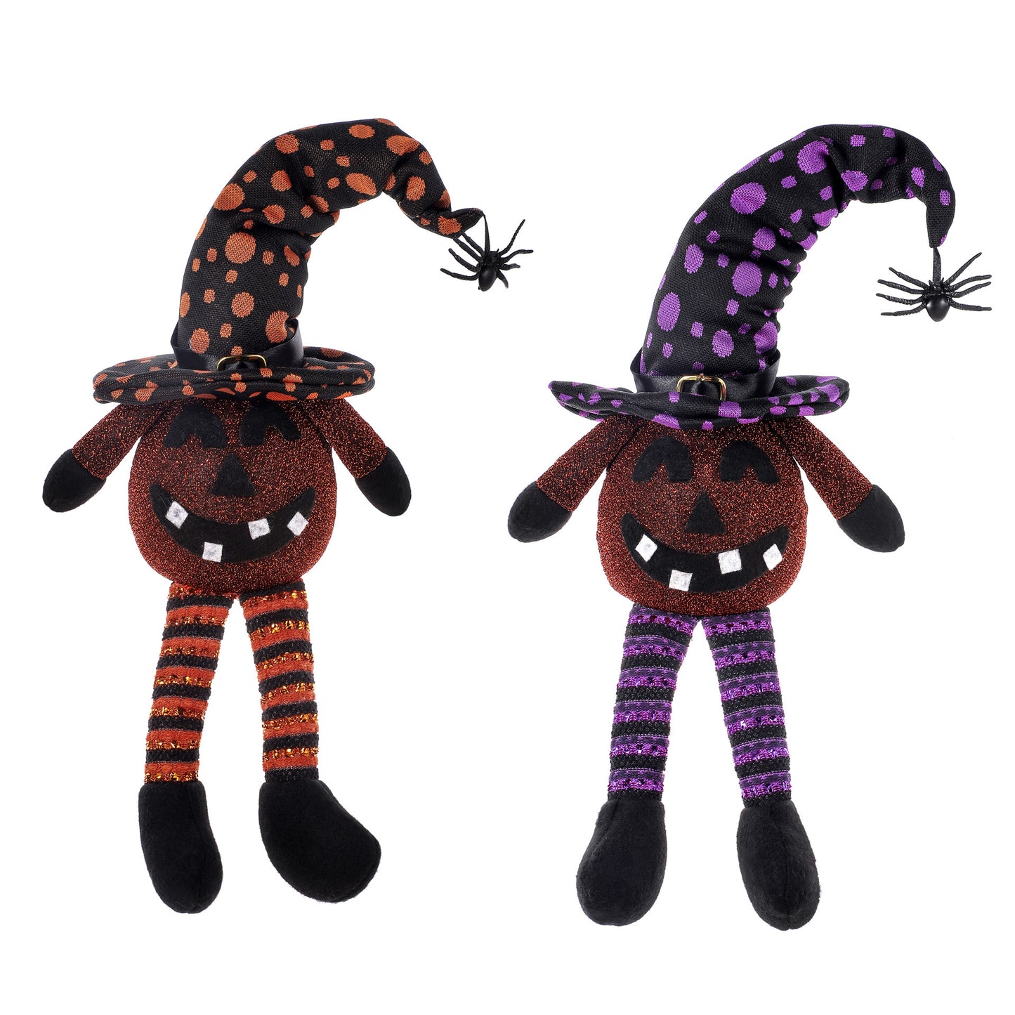 OutinBrew™ Halloween Wizard Hat Pumpkin  Glowing Spider Doll Decor