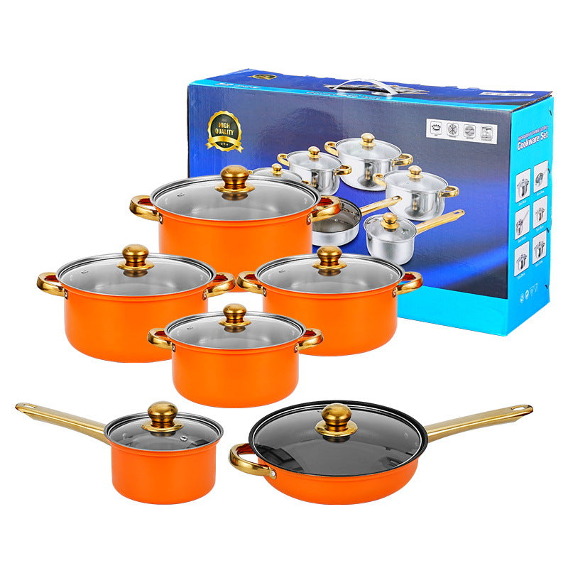 OutinBrew™ 12-Piece Non-Stick Stainless-Steel Soup Pot Set