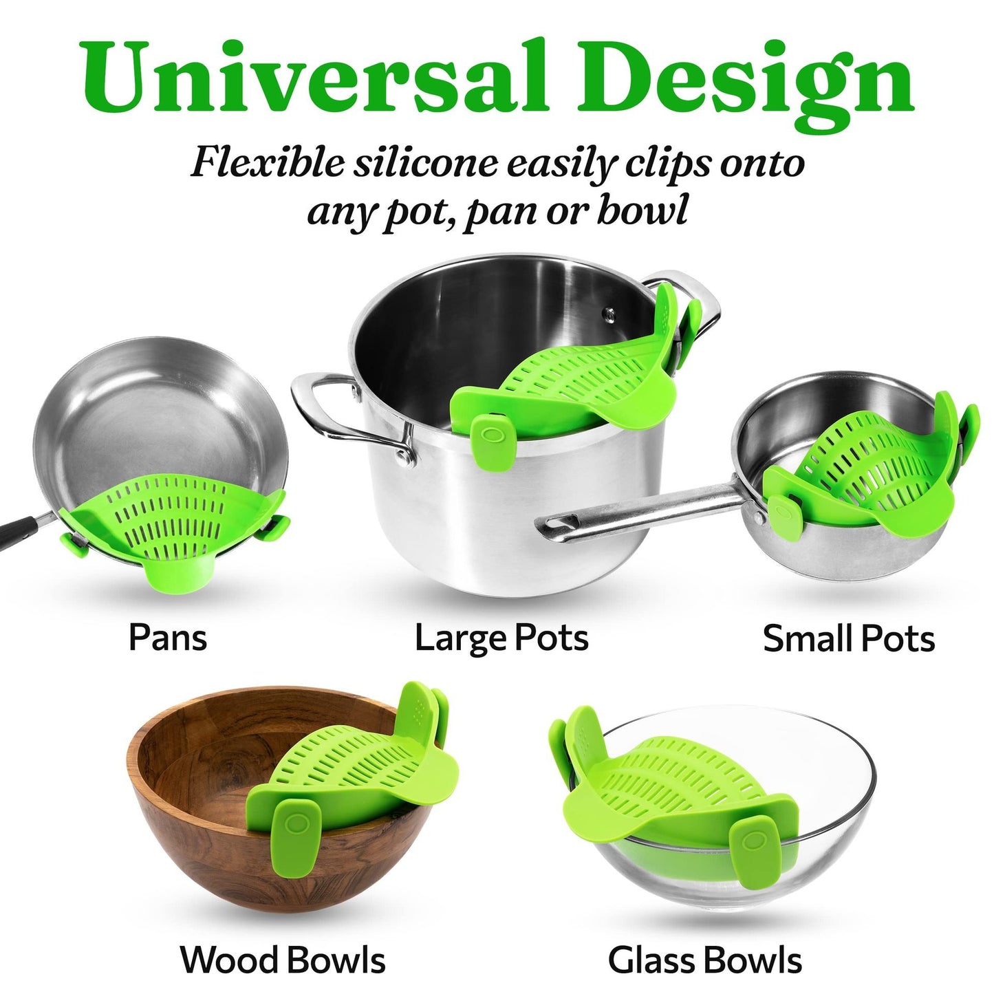 OutinBrew™ Silicone Pasta Filter  Clip-On Pot Edge Strainer
