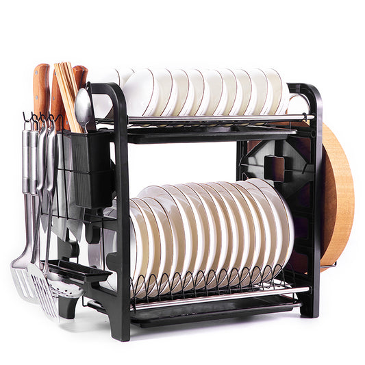 OutinBrew™ 2-Layer Stainless Steel Dish Rack Kitchen Drain Storage Organizer