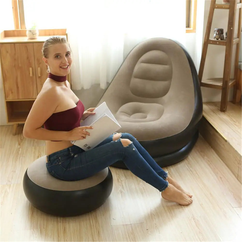 OutinBrew™ Inflatable Lazy Sofa Air Mattress with Leg Stool