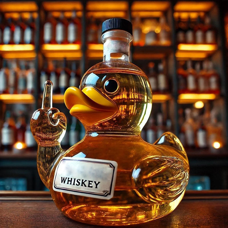 OutinBrew™ Middle Finger Duck Whiskey Bottle Funny Bar Decoration