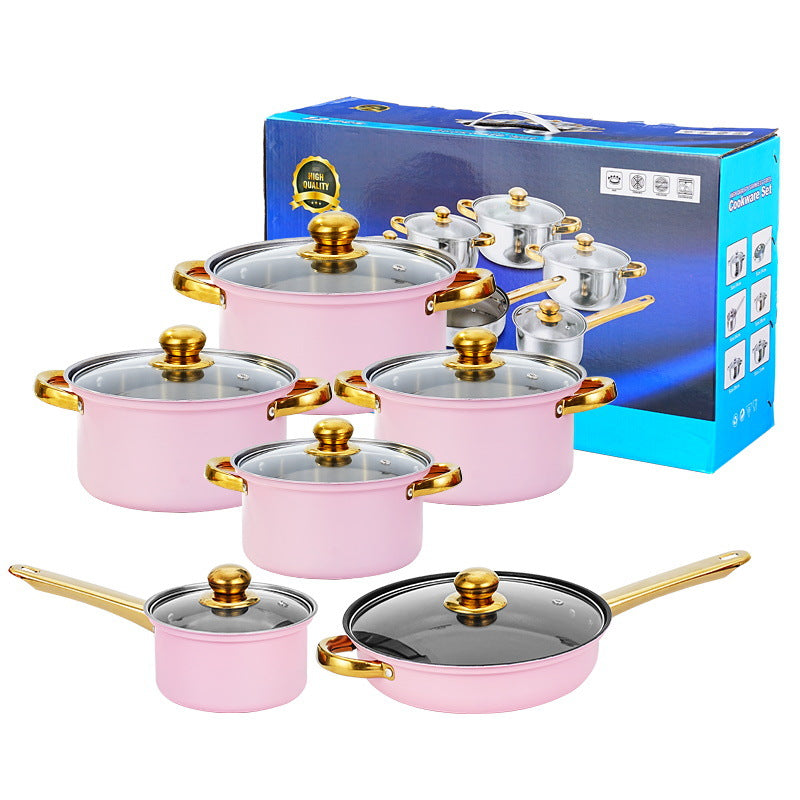OutinBrew™ 12-Piece Non-Stick Stainless-Steel Soup Pot Set