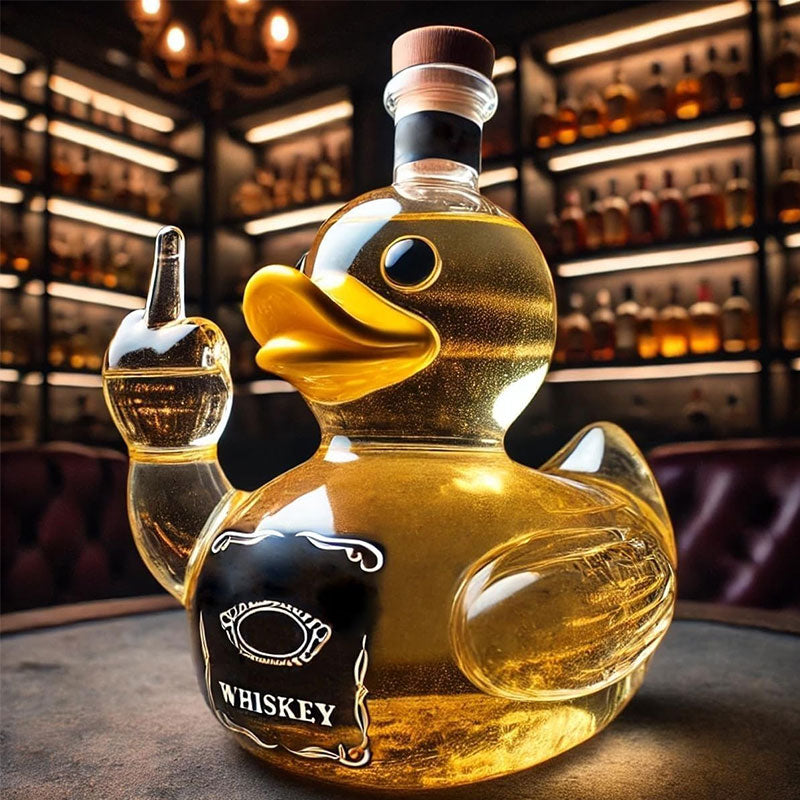OutinBrew™ Middle Finger Duck Whiskey Bottle Funny Bar Decoration
