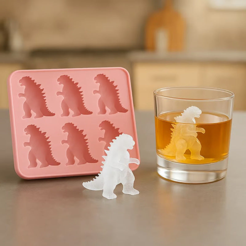 Godzilla-shaped ice cubes made with OutinBrew™ silicone mold for creative cocktails