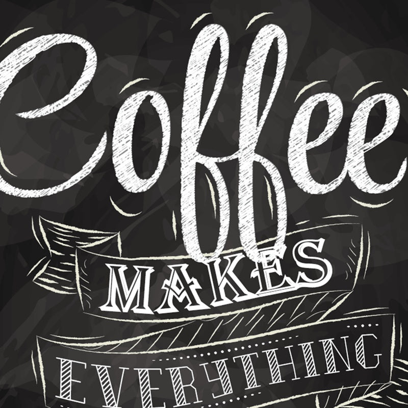 Close-up detail of the hand-lettered 'Coffee' text on the print