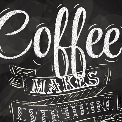 Close-up detail of the hand-lettered 'Coffee' text on the print