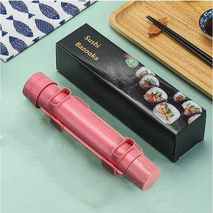 Pink sushi making tool with its Sushi Bazooka packaging box