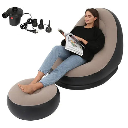 OutinBrew™ Inflatable Lazy Sofa Air Mattress with Leg Stool