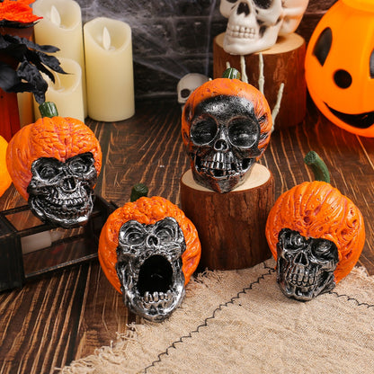 OutinBrew™ Halloween Skull Resin Ornament  Pumpkin Hat Decoration