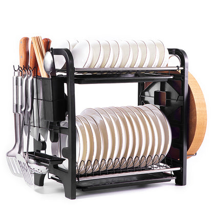 OutinBrew™ 2-Layer Stainless Steel Dish Rack Kitchen Drain Storage Organizer