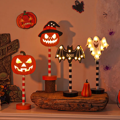 OutinBrew™ LED Halloween Wooden Light Pumpkin Ghost Skull Lamp