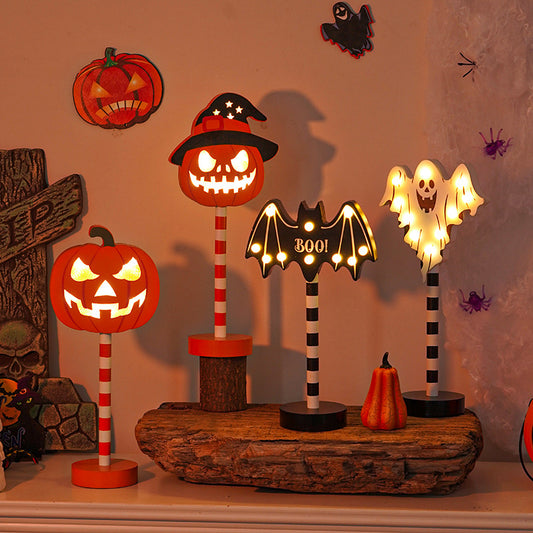 OutinBrew™ LED Halloween Wooden Light Pumpkin Ghost Skull Lamp