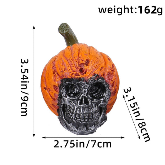 OutinBrew™ Halloween Skull Resin Ornament  Pumpkin Hat Decoration