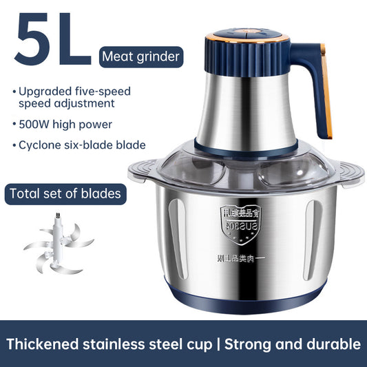 Electric food processor grinding fresh meat in stainless steel bowl – OutinBrew™ kitchen appliance