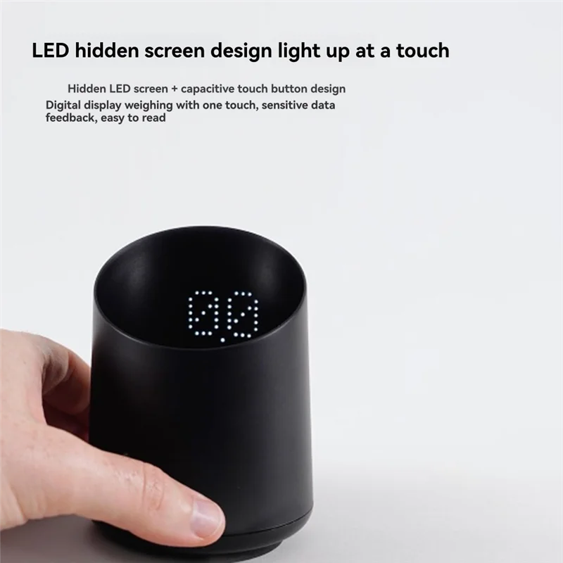 Electronic coffee scale with waterproof dosing cup for espresso and pour-over