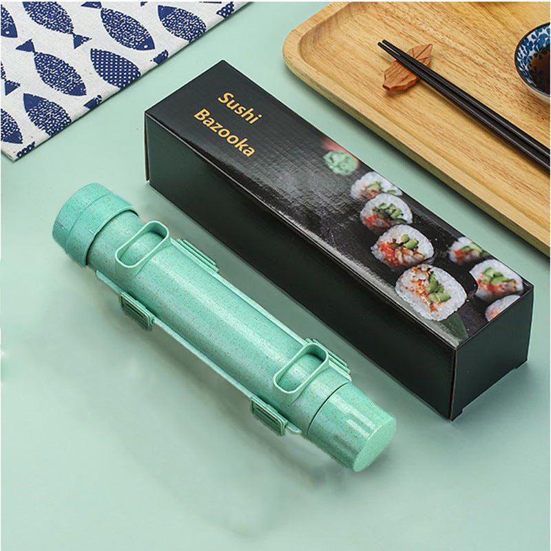 Mint green sushi making tool with its Sushi Bazooka packaging box